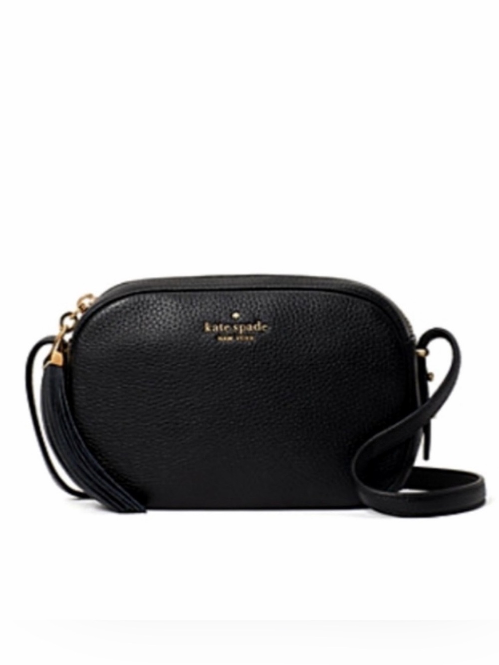 kate spade Kourtney black pebbled leather crossbody camera bag